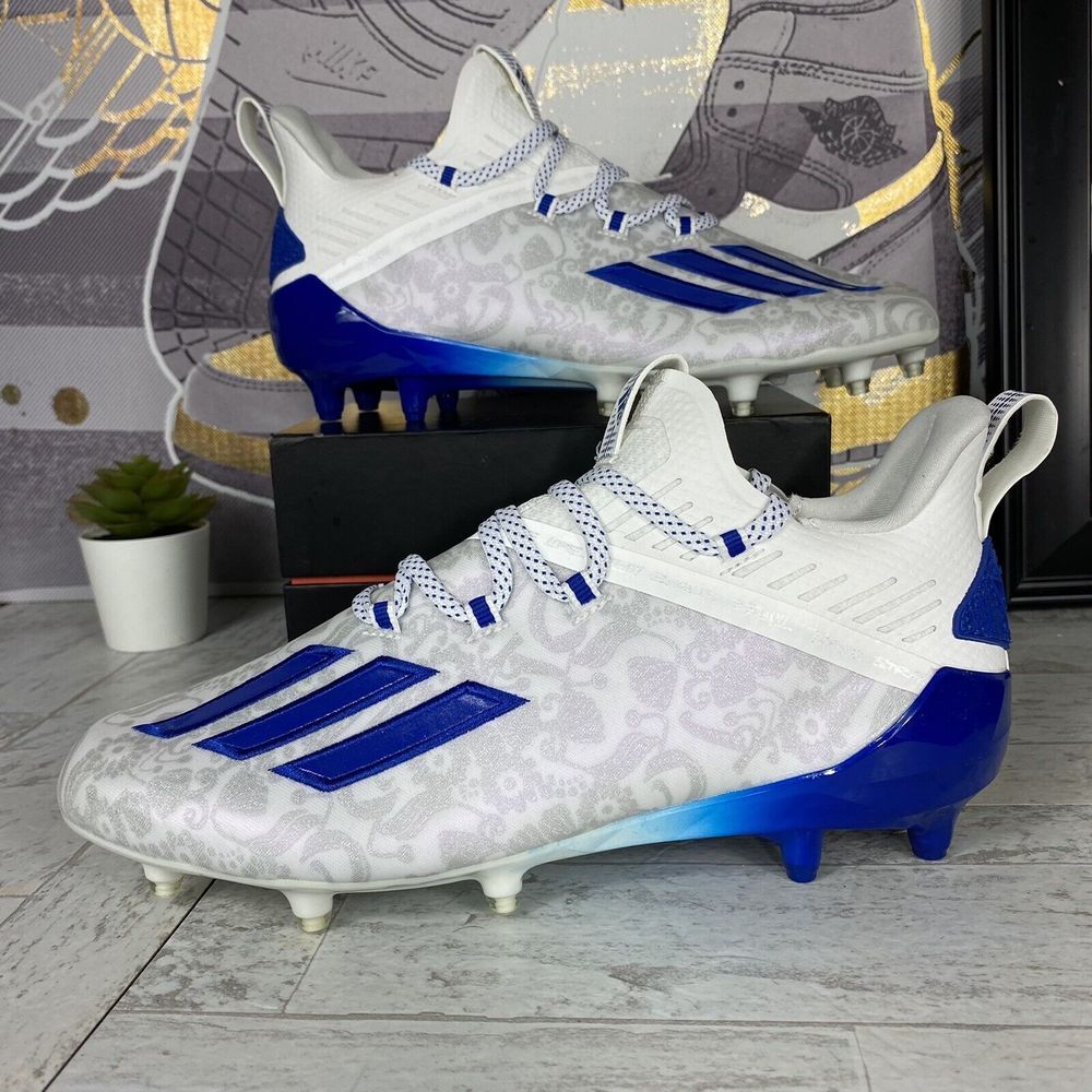 Adidas Adizero Young King Football Cleats White / Blue Floral Mens Size 8 FU6707